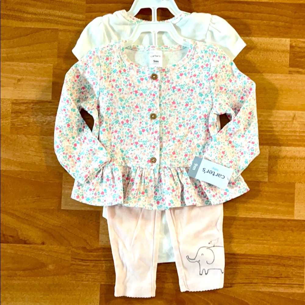 Carters baby girl 9 months cotton set